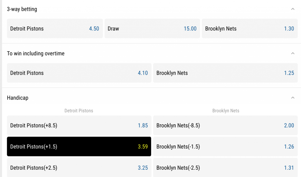 Options for basketball betting on Parimatch