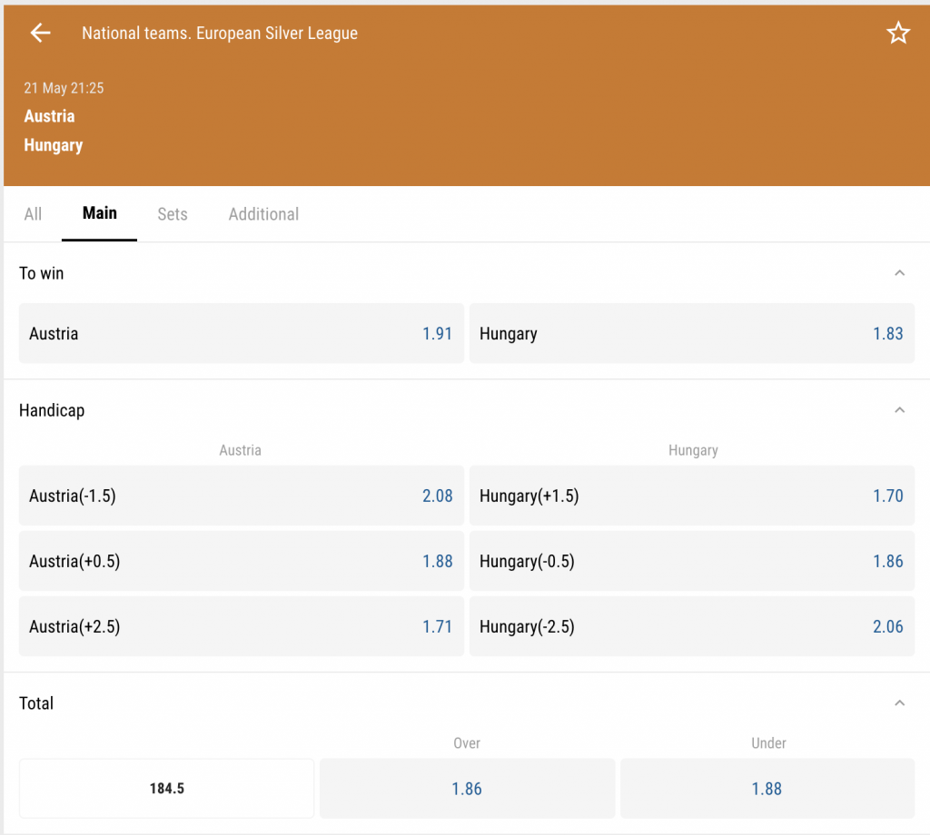 Volleyball Betting Options Parimatch