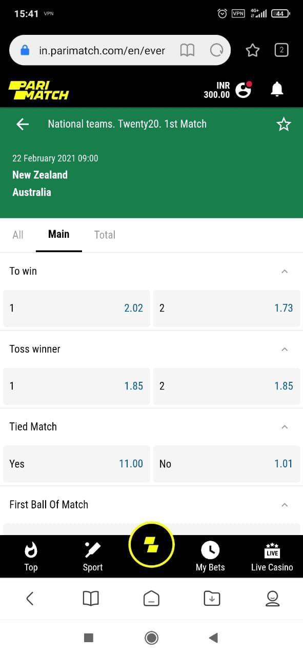 Place Tennis bets on Parimatch