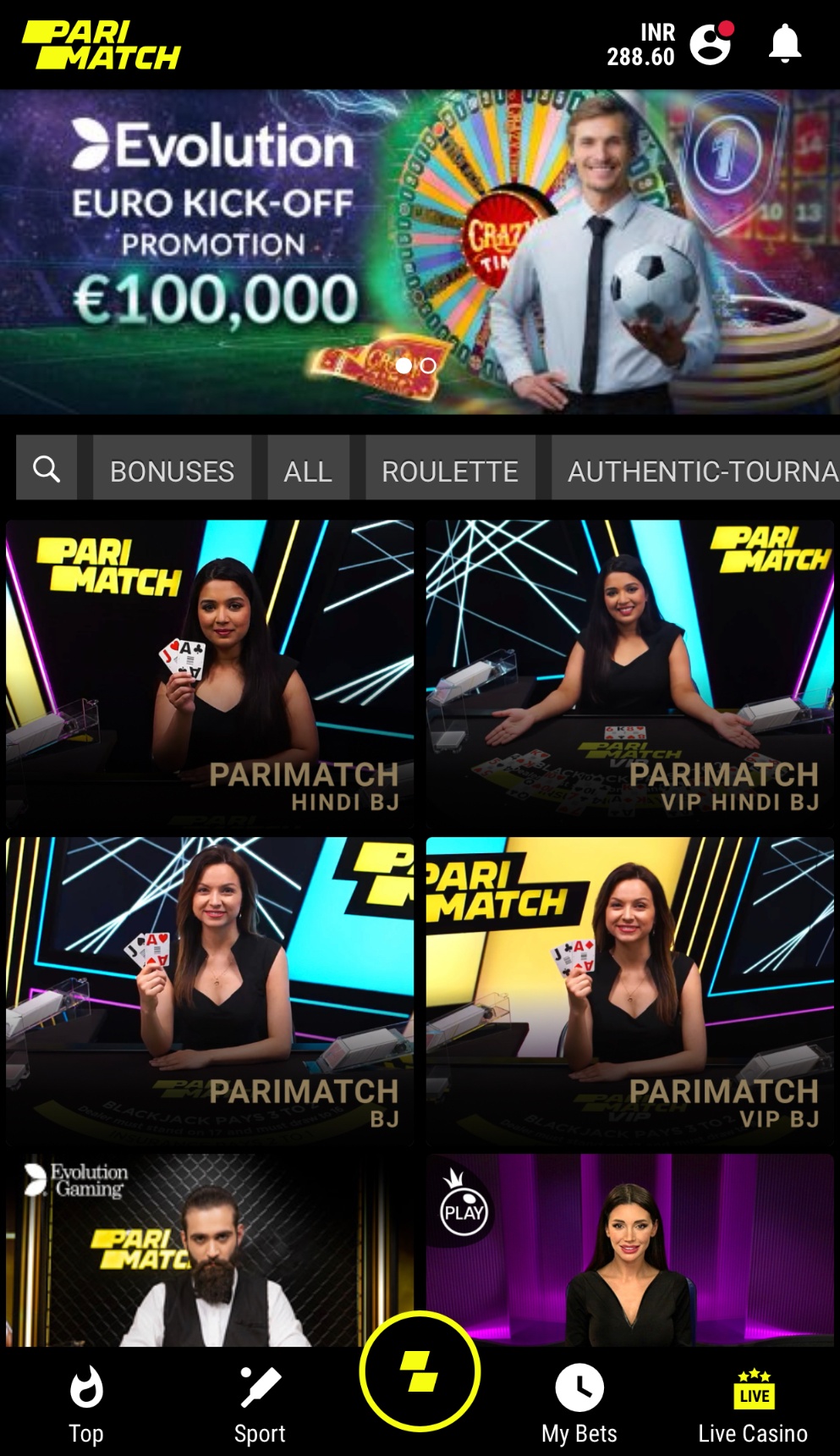 Play Blackjack at Parimatch