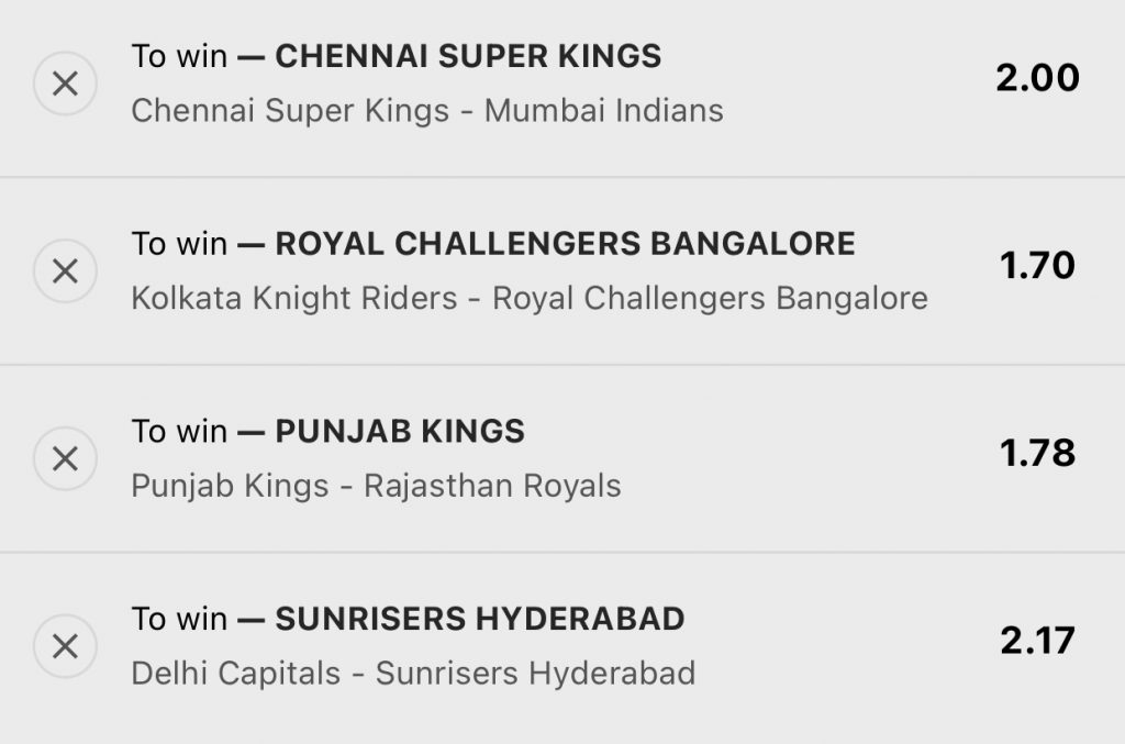 Accumulator bet on cricket matches