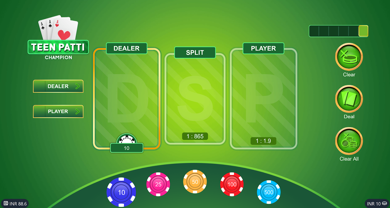 Teen Patti desk at Parimatch