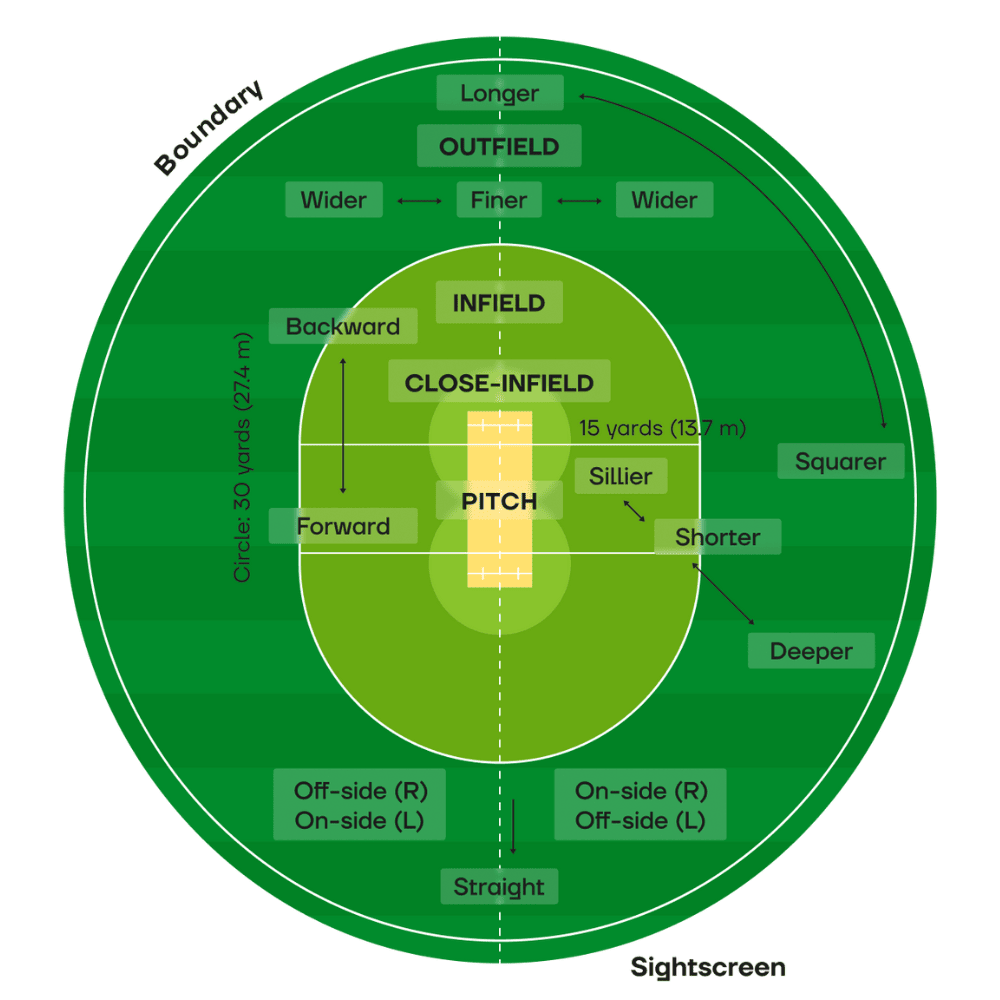 Cricket field schema with boundaries