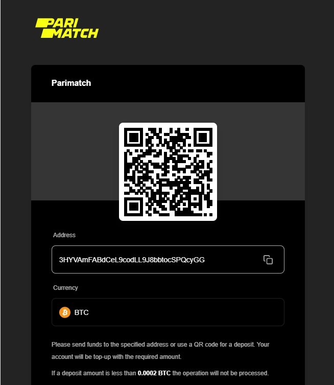 Bitcoin betting with Parimatch