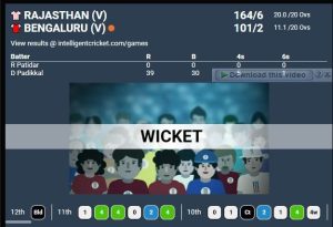 Virtual cricket match showing a wicket