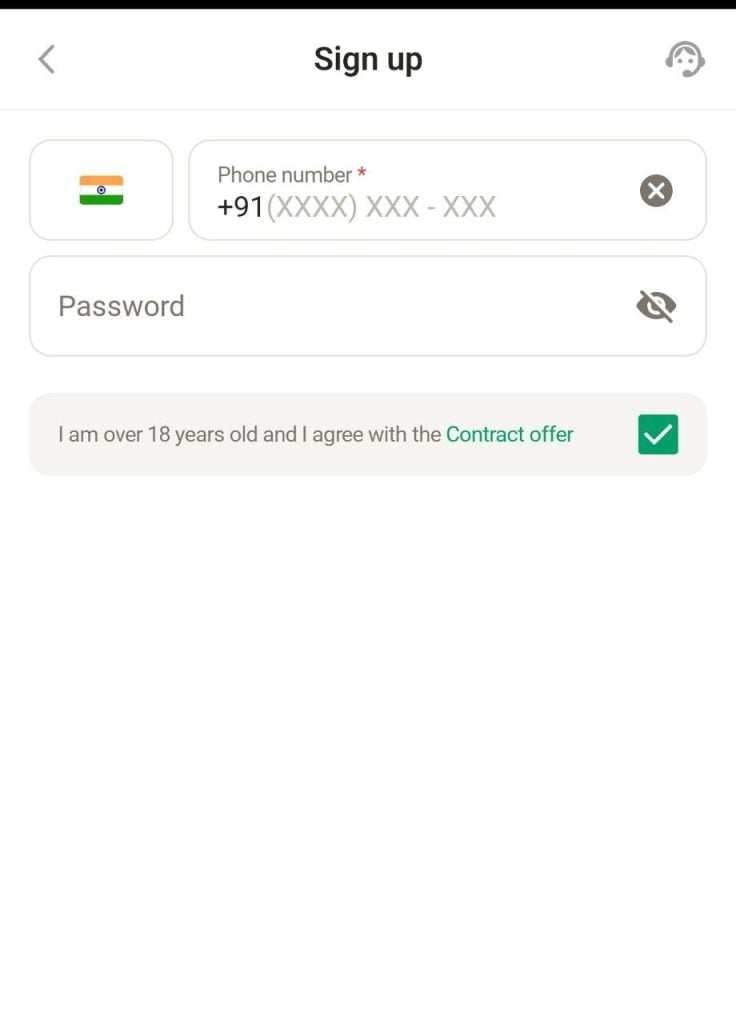 Registration process on Parimatch