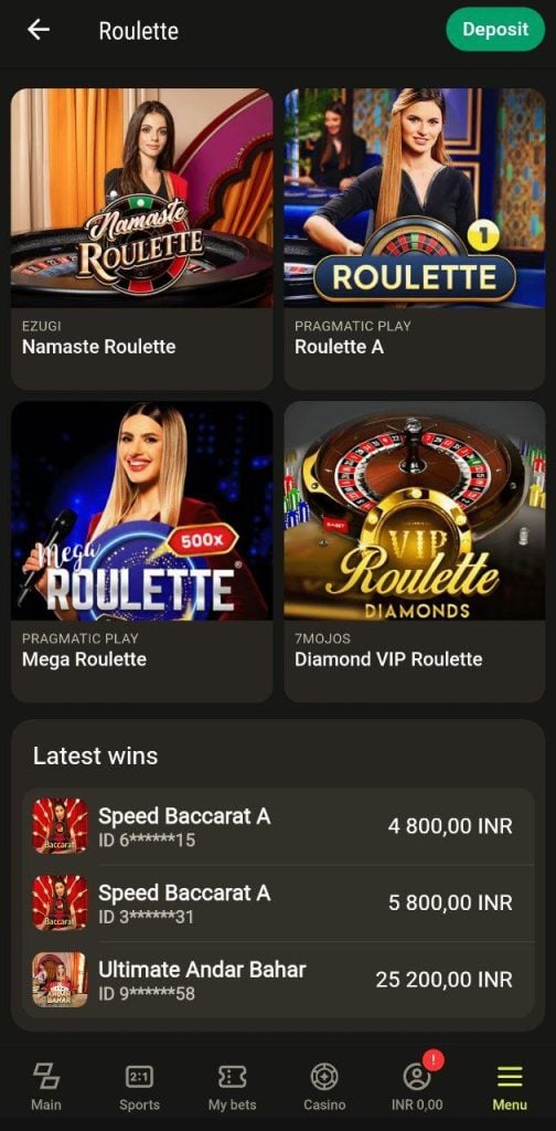 Live casino on Parimatch
