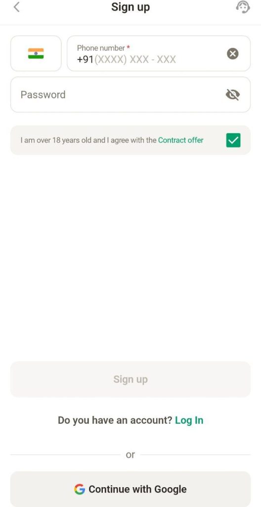 Parimatch Registration