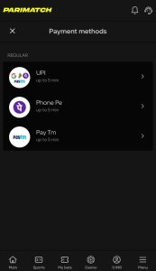 Parimatch Payment Options